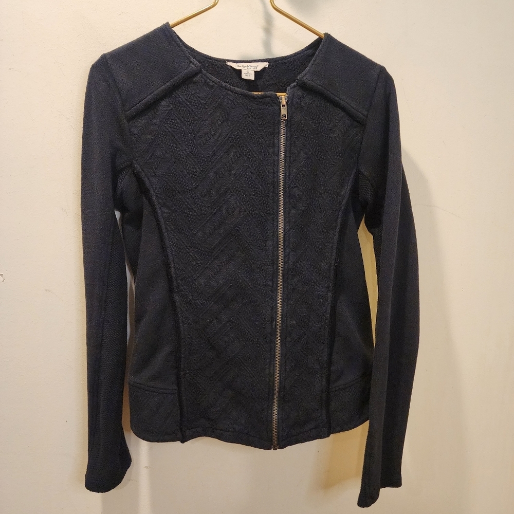 LUCKY BRAND Black Textured Zip-Up Jacket Size S